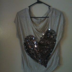 Express size XS heart sequin tee